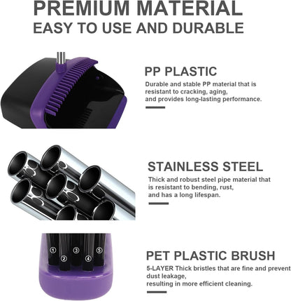 Broom and Dustpan Set, Large Household Dustpans and Broom with 55 Inch Long Handle, Pueple Broom with Dustpan Combo Set for Home