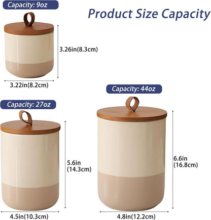 Coffee Canister, Ceramic Food Storage Jars with Lids Salt Matcha Container Brown Sugar Container Bowl for Kitchen Tea, Coffee Beans, Spice (#001Khaki-44oz/1300ml)