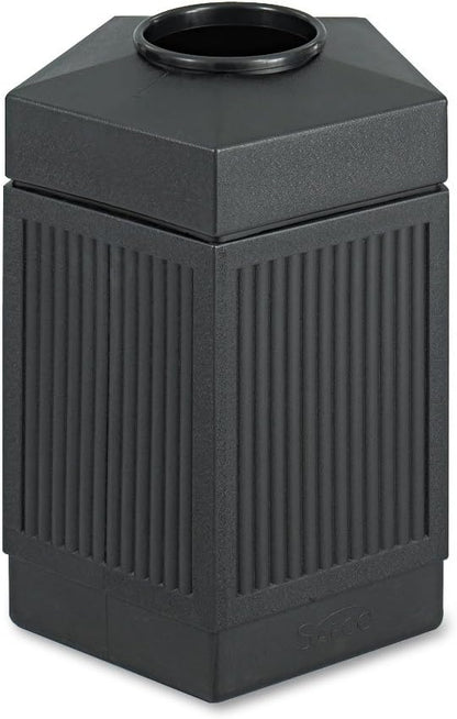 Safco Canmeleon Outdoor-Indoor Open Top Pentagon Trash Can 9486BL, Black, Decorative Fluted Panels, 45-Gallon Capacity