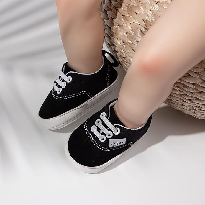 Morbido Infant Baby Boys Girls Canvas Sneaker Toddler Slip On Anti Skid Newborn First Walkers Candy Shoes for 0-18 Months