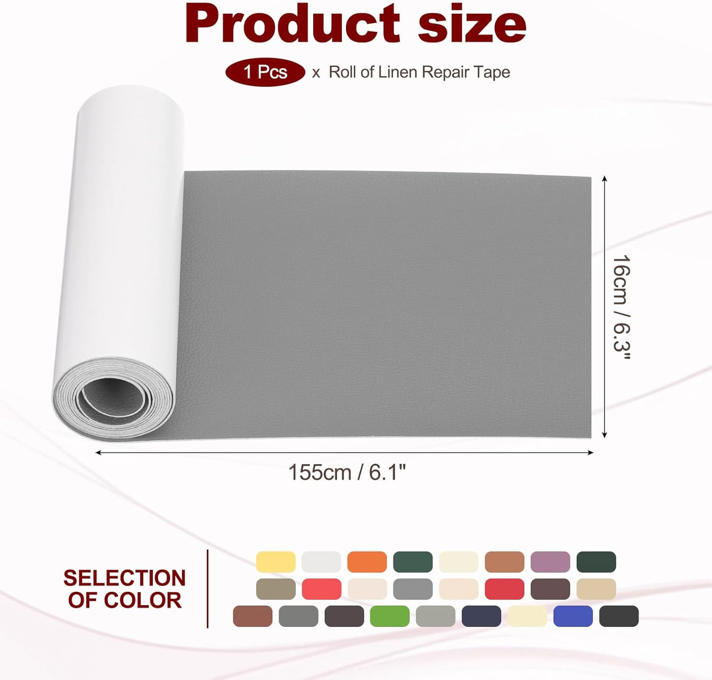 PATIKIL Leather Patches Tape for Furniture, 6.3 x 61 Inch Self Adhesive Vinyl Leather Repair Kit Cover Sheet for Couch, Sofa, Car Seats, Office Chair, Light Gray