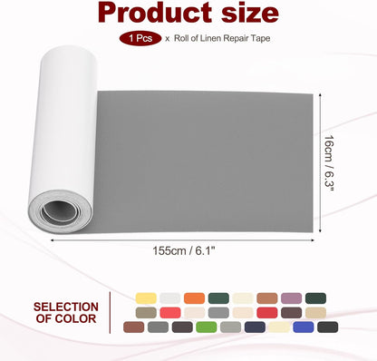 PATIKIL Leather Patches Tape for Furniture, 6.3 x 61 Inch Self Adhesive Vinyl Leather Repair Kit Cover Sheet for Couch, Sofa, Car Seats, Office Chair, Light Gray