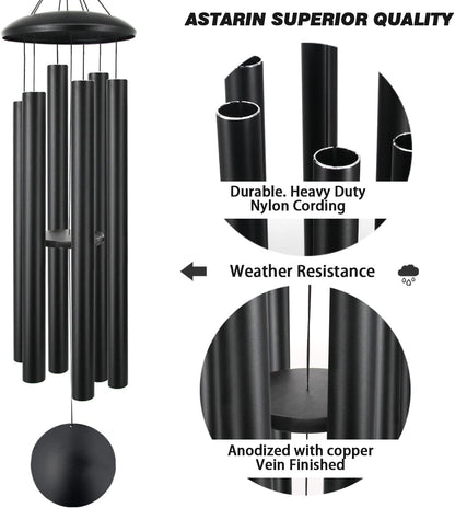 ASTARIN 60" Extra Large Wind Chimes Outside Metal WindChimes with Deep Tone, Outdoor Bass Windchimes for Patio Balcony Garden Yard Decoration,Black