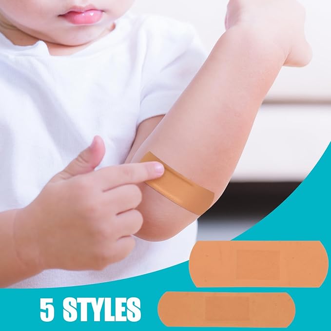 Lounsweer 720 Pcs Assorted Size Bandage Variety Flexible Fabric Adhesive Breathable Round Strip Butterfly Bandage for Waterproof Fingertip Wound Care Face Knee Scrape First Aid Kit Refill(Round)