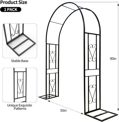 Metal Garden Arch, Heavy Duty Garden Trellis for Climbing Plants, with Enlarged Base for Stability, for Wedding Garden Arch & Bridal Party Decoration, 1 Pack