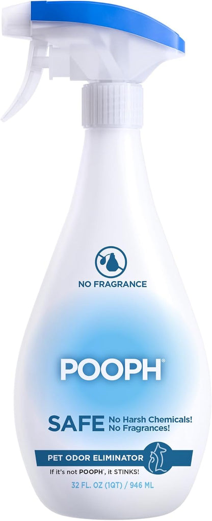 POOPH® Pet Odor Eliminator – 32 fl oz Bottle – Organic, NO Fragrances, NO Harsh Chemicals – Fast, Safe and Effective, Works On-Contact! For Home, Auto, Upholstery, Furniture – Safe for Pets & People