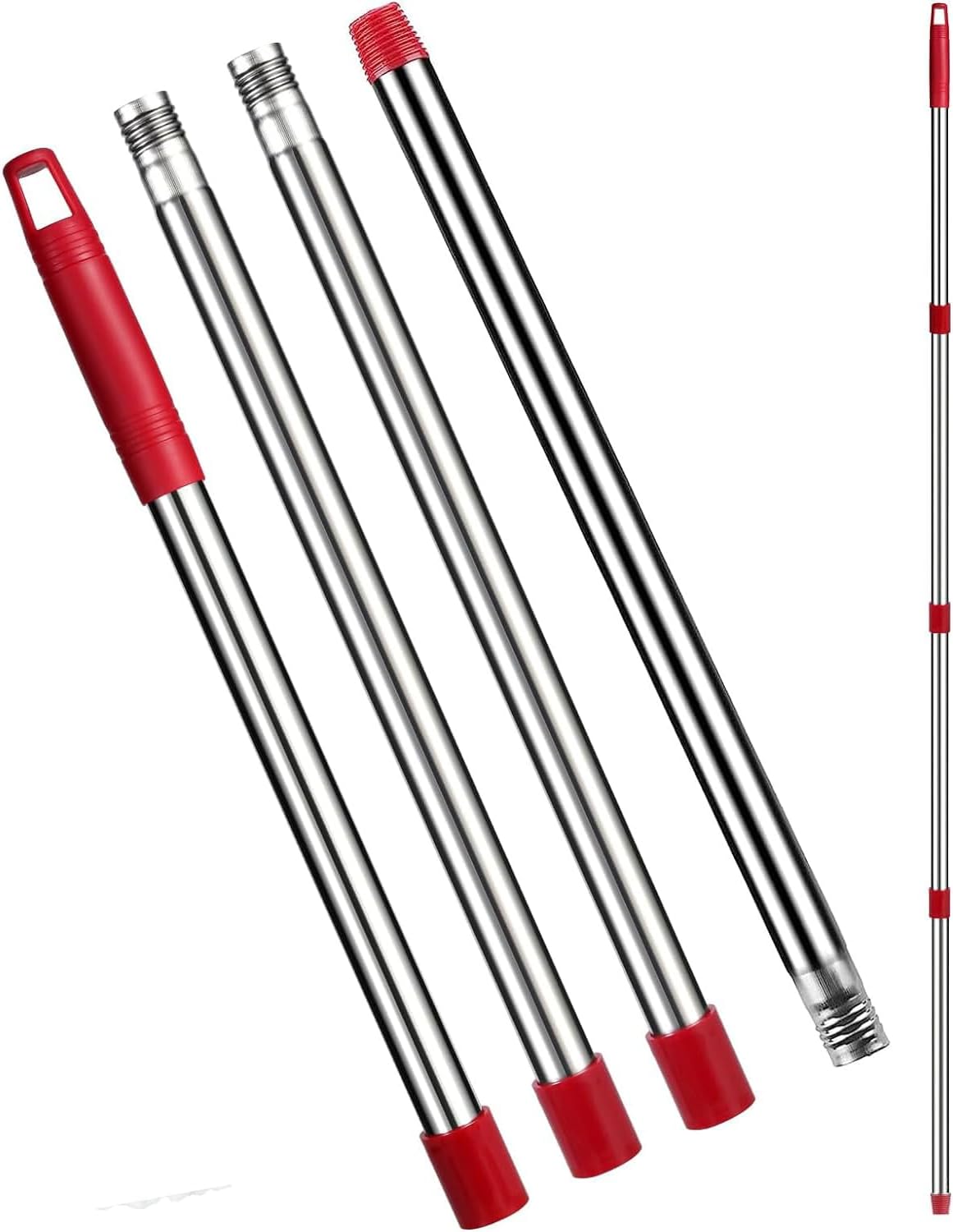 Spin Mop Replacement Handle - 4 Section Mop or Broom Handle/Stick Compatible with O Cedar Spin Mop Refills and Brooms, 30" to 59", Germany Screw Joint (Mop Head Not Included)