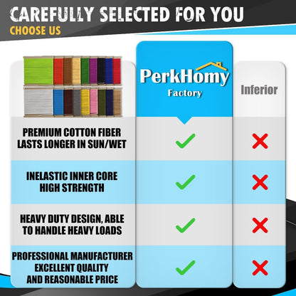 PerkHomy 500lb Cotton Rope 3/16" (5mm) 50 ft Multi Purpose Utility Diamond Braided Cord, Natural Cotton for Clothes Line Camping Crafting Flag Pole, Sky Blue