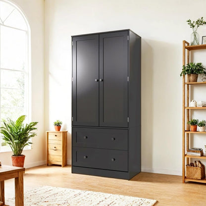 64.2" Tall Black Kitchen Pantry, Storage Cabinet with Doors and Drawers, Freestanding Wooden Organizer for Kitchen, Dining Room