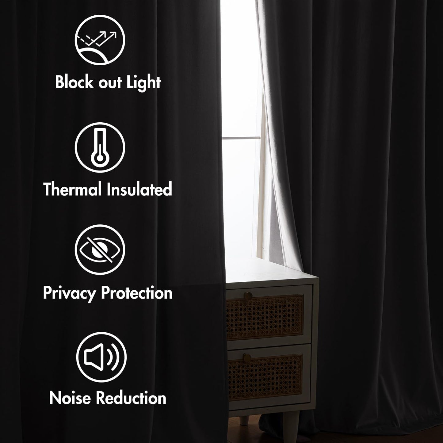 MIULEE Silver Gray Velvet Curtains 108 inches 2 Panels - Luxury Room Darkening Window Drapes for Bedroom Living Room Thermal Insulated Super Soft Blackout Extra Long, Back Tab Rod Pocket Pinch Pleated