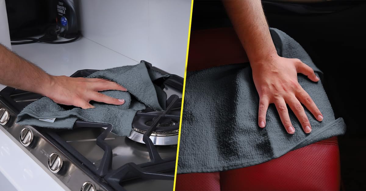 Avalon Towels Terry Bar Mop Towels (Value Pack of 36) Size 14"x17" – Absorbent and Durable, Multipurpose Cleaning Rags, Cotton Cleaning Cloths, Terry Cloth Rags, Reusable Shop Rag (Grey)