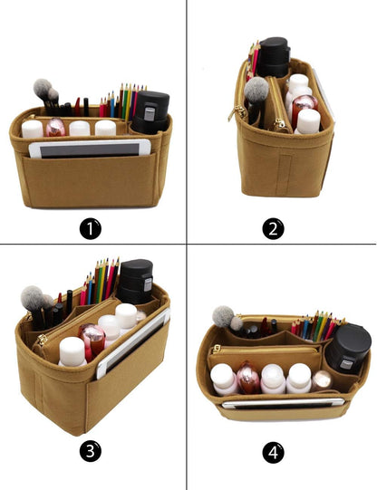 LEXSION Felt Purse Bag Organizer Insert with zipper Bag Tote Shaper Fit Speedy Neverful PM MM