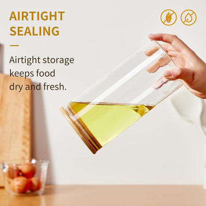 Square Glass Food Storage Jars with Lids[Set of 3], Perfect for Pasta, Cookies, Nuts, Coffee, Cereal, Flour, Organize Your Kitchen and Pantry with these BPA-Free Glass Jars with Canisters