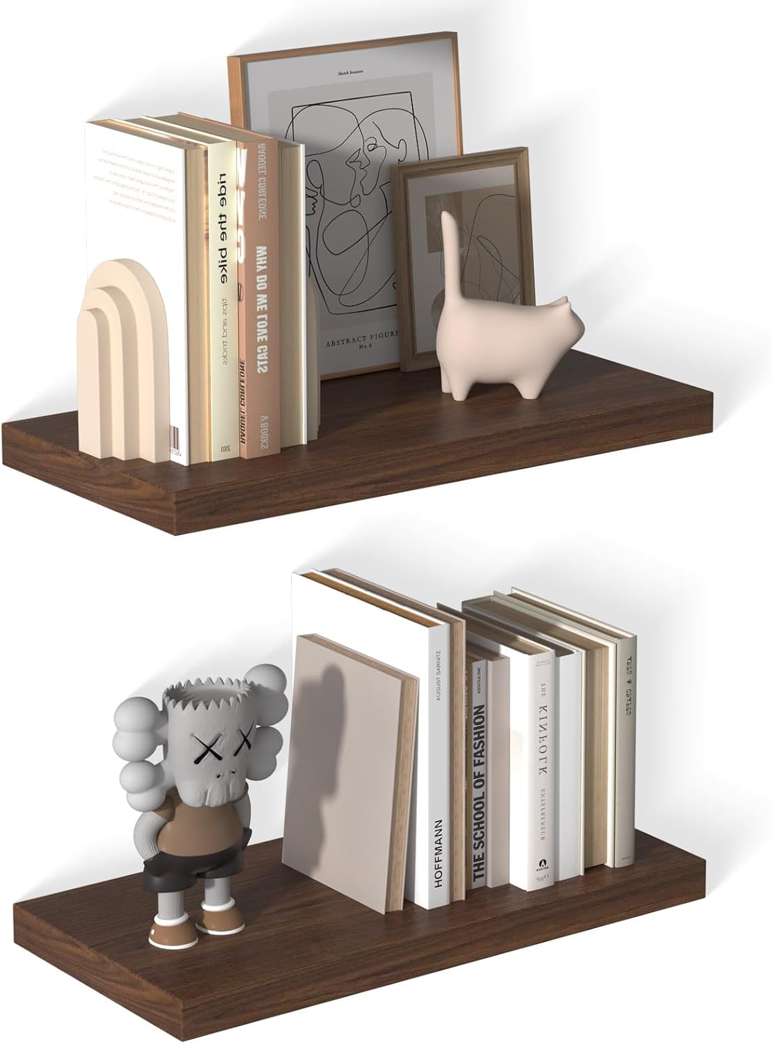 12 Inch Deep Floating Shelves for Wall 2 Pack Floating Shelves Large Storage Space Wall Mount Shelf for Living Room Kitchen Bathroom 24" W x 12" D x 1.2" H Walnut