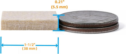 FURNIGEAR Felt Furniture Pads for Hardwood Floors - Self Adhesive Chair Felt Pads, Floor Protector for Furniture Feet, Furniture Sliders Moving Smoothly - Anti Scratch 48 Pcs 1-1/2" Square