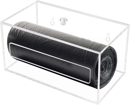 Trash Bag Organizer Dispenser, Acrylic Garbage Bag Holder Dispenser, Trash Bag Roll Dispenser for Wall Mount