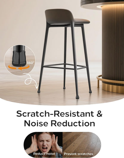 Upgrade 24 PCS Silicone & Felt Chair Leg Floor Protectors for Hardwood Floors - Furniture Pads, Chair Leg Covers/Cups - No Noise & Scratch-Proof - Round M (Fits 1"-1 3/16" / 26-30mm), Black