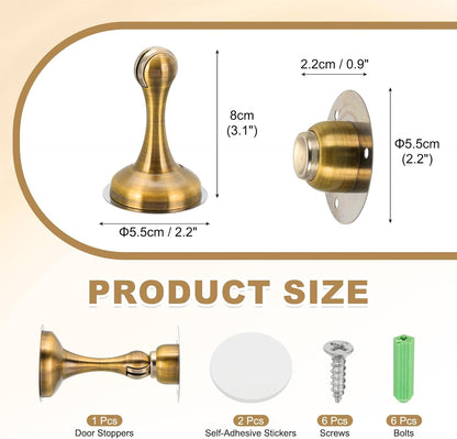 MECCANIXITY Magnetic Door Stoppers Stainless Steel Door Stops, Wall Floor Mounted Doors Holder Keep Doors Open for Home Office Closet (Golden Bronze)