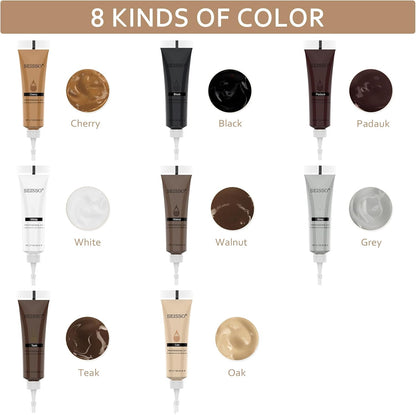 Wood Furniture Repair Kit- 8 Colors Wood Fillers and Touch Up Markers, New Upgrade Wood Repair Kit, Wood Markers for Scratches Stains- Restore Wooden Table, Cabinet, Floors, Door, 20 Sets