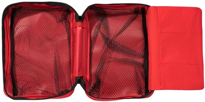 Red First Aid Bag Empty Travel Rescue Pouch First Responder Storage Medicine Emergency Bag for Car Home Office Kitchen Sport Outdoors (Red with Folders)