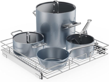 ROOMTEC Pull Out Cabinet Organizer, Cabinet Pull Out Shelves 20" W x 21" D, Heavy Duty Cabinet Drawers Slide Out Kitchen Cabinet Organizers Storage Shelf