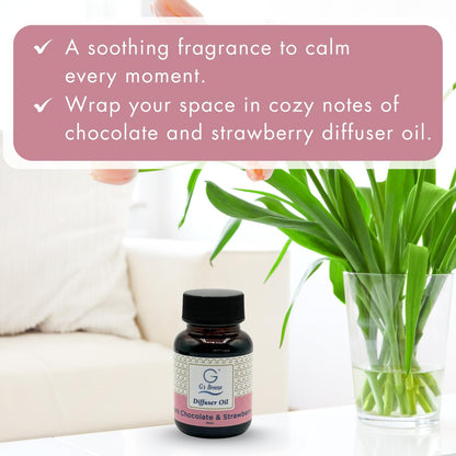 G's Breeze Dark Chocolate & Strawberry Diffuser Oil Refill - Gentle Fragrance & Soothing Aroma of Velvety Dark Chocolate with Juicy Strawberry - Long-Lasting - Ideal for Home, or Office - 60 ML
