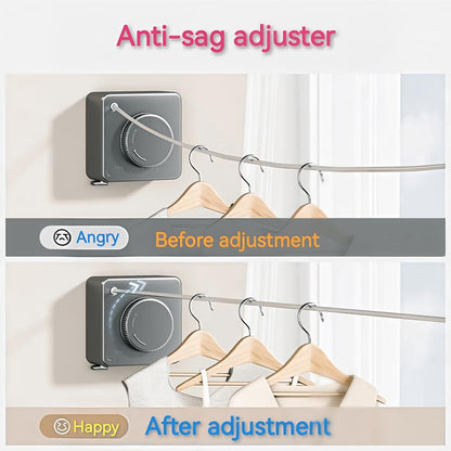 Retractable Clothesline, Wall Mounted, Stainless Steel, 17 Ft Indoor Outdoor (Black)