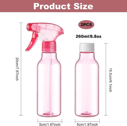 Cosywell Plastic Spray Bottles 8.8oz/260ml 2 Pack Empty Spray Bottle for Cleaning Mist/Stream Refillable Container Water Spraying Bottle for Cooking Hair Care Essential Oils(Pink)