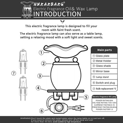 HUNANBANG Electric Oil Melt Warmer Electric Wax Melt Warmer Wax Melter Fragrance Oil Warmer Burner(White2)