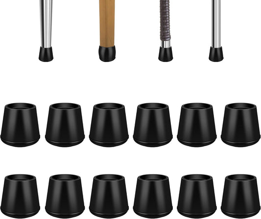 1/2" Round Rubber Chair Leg Tips Caps, 8 Pack Extra Small Chair Leg Floor Protectors Small Furniture Legs Caps Non Slip Reduce Noise for Hardwood Floors (Black, Fit: 12mm to 13mm)