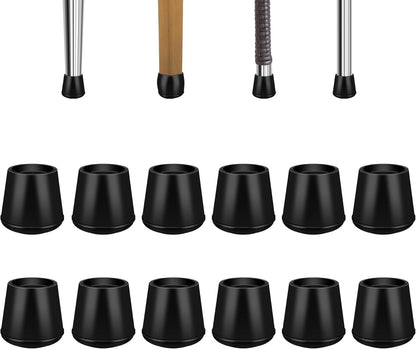 5/8" Round Rubber Chair Leg Tips Caps, 16 Pack Small Chair Leg Floor Protectors Small Furniture Legs Caps Non Slip Reduce Noise for Hardwood Floors (Black, Fit: 16mm to 17mm)