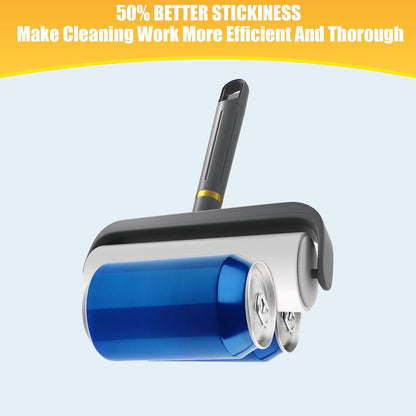 6.3" Large Surface Lint Roller Refills, Extra Sticky Roller for Clothing, Pet Hair, Furniture Cleaning, 6 Refills Total 600 Sheets