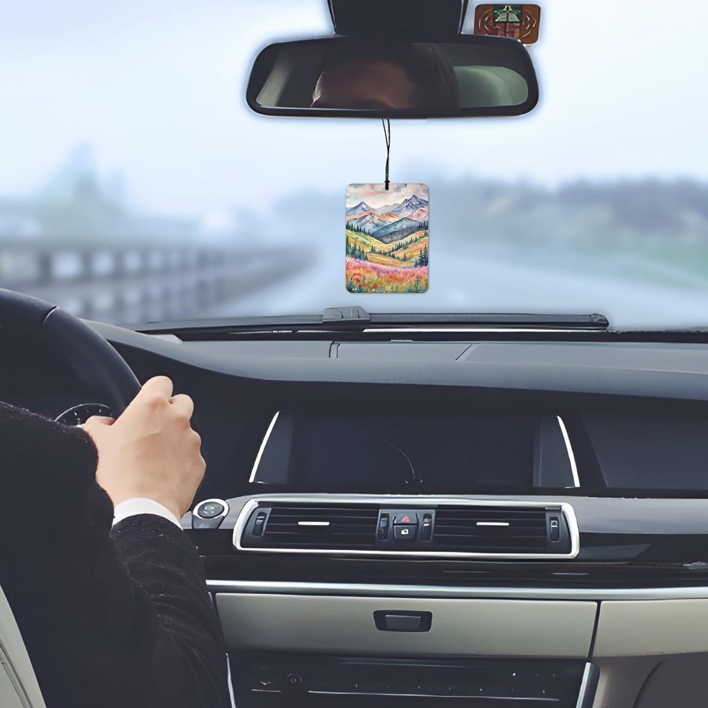 Maximalist Floral Mountain Car Air Freshener 4 Pcs, Boho Abstract Eclectic Flower Hanging Scents Air Freshener for Women Girls Gifts, Cute Scented Car Accessories Decor for Room Closet Drawer