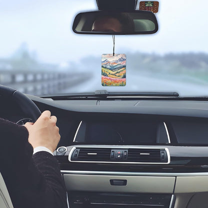 Maximalist Floral Mountain Car Air Freshener 4 Pcs, Boho Abstract Eclectic Flower Hanging Scents Air Freshener for Women Girls Gifts, Cute Scented Car Accessories Decor for Room Closet Drawer