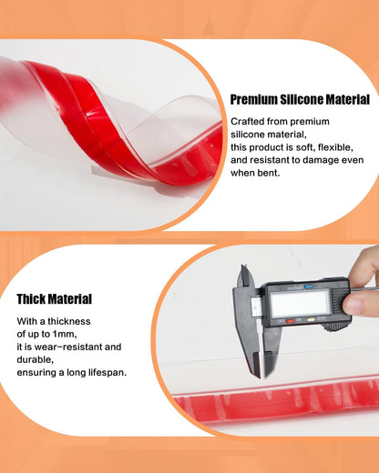 Orghtin T-Shaped Silicone Seal Strip, Clear Sealer Weather Stripping Door Seal Strip, 10Ft x 1.97 in Draft Stopper for Side of Door