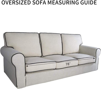 PureFit Reversible Quilted Sofa Cover, Water Resistant Slipcover Furniture Protector, Washable Couch Cover with Non Slip and Elastic Straps for Kids, Pets (Oversized Sofa, Navy/Ivory)