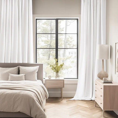 MIULEE Pure White Back Tab Blackout Curtains 84 Inch Length 2 Panels Set for Living Room Bedroom Privacy, Rod Pocket/Pinch Pleat Thermal Insulated Room Darkening Pleated Light Blocking Drapes