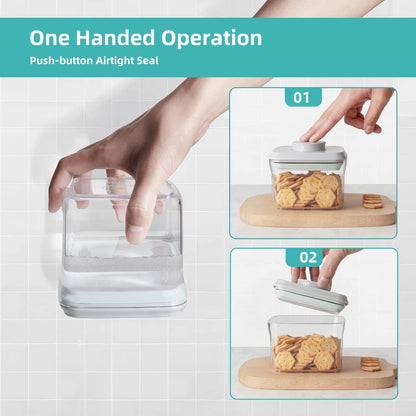 Ankou Airtight Pop Cereal Container, 3300ml Each Large Cereal Containers with Scoops Food Storage Canister Dispenser Perfect For Cereal Flour Spaghetti Rice Kitchen Organizing 3.5qt