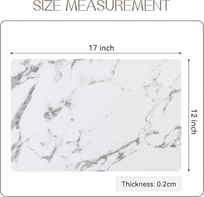 Romanstile Vinyl Placemats Set of 8-12 X 18 Inch - Heat Resistant Place Mats 100% Waterproof Oilproof Wipeable Reversible Faux Leather Table Mats for Kitchen/Dining/Party/Outdoor, Marble