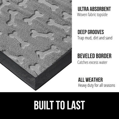 GORILLA GRIP 100% Waterproof All-Season WeatherMax Doormat, 47x35, US Designed Natural Rubber, Stain and Fade Resistant, Low Profile Indoor Outdoor Door Mats, Easy Clean Patio Mat, Light Gray Bones