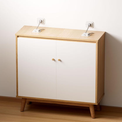 YEYA Anti-Tip No Drill Furniture Anchor with 3M Adhesive 10" Adjustable Straps, Baby Proofing Wall Anchors for Child Safety, Playroom Essentials 2P