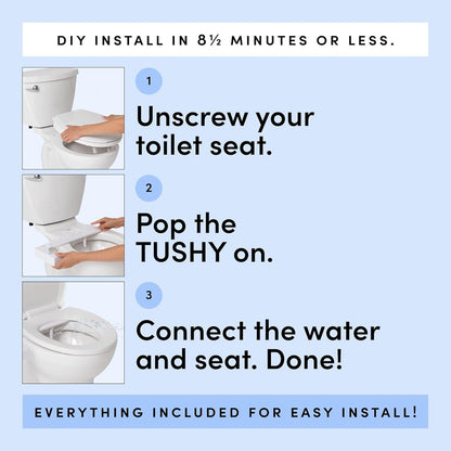 TUSHY Classic 3.0 Bidet | Slim Universal Toilet Seat Attachment. Simple Install <10 Minutes. Non-Electric Self Cleaning Water Sprayer with Adjustable Pressure Nozzle and Angle Control. (Black/Gold)