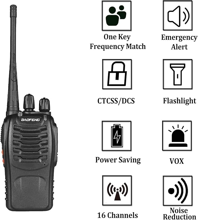 BAOFENG BF-888S Plus Walkie Talkie with Wireless Copy Frequency Type C Charging Walkie Talkie 16 Channel 1500mAh Adults Long Range Handheld Two-Way Radio for Team Business Hunting(Black,12PCS)
