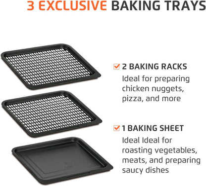 Air Fryer Oven 1800W, 12.7QT Capacity, Touchscreen Panel, Automatic Shut-Off – Black & Stainless Steel – Mondial