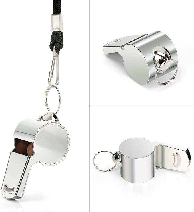 Fya Stainless Steel Whistle with Lanyard, Very Loud Sports Whistle, Perfect for Referees, Coaches, Polices, Emergency, Outdoor Sports,