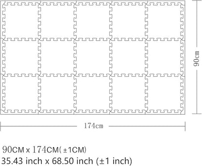 MQIAOHAM® 18 Pieces + 18 Edges Puzzle Play Mats, Soft Baby Play Mat, Kids Interlocking Foam Floor Tiles, Toddlers Carpet Playmats XZ301018-101104