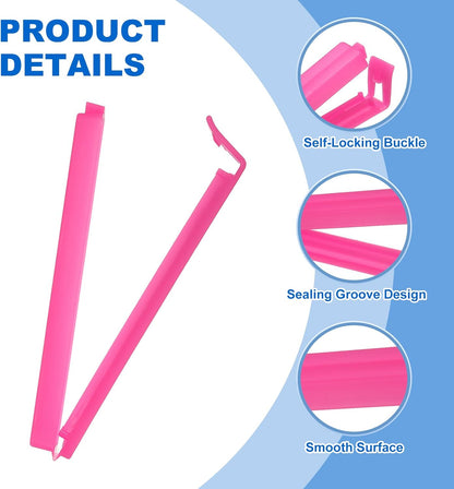 PATIKIL Sealing Clips 4.3 Inch, 10 Pack Reusable Plastic Bag Clip Clamp Sealer for Food Storage Snack Bag Home Kitchen, Rose