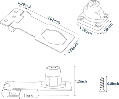 Alise Keyed Hasp Lock,4 Inch Safety Packlock Clasp Hasp Lock Latch with Lock,Door Hinge Lock with Keys Keyed Locking Hasp for Cabinets Closets Doors,Chrome