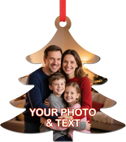 Personalized Photo Christmas Ornaments Double-Sided Metal Custom Picture Christmas Ornament 2024, Customized Xmas Tree Decorations Memorial Gifts for Kids Couples Family Friends Pet