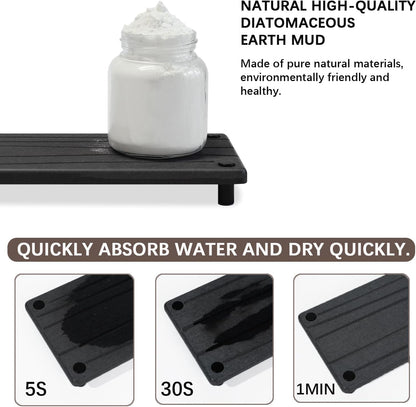 Quick Dry Sink Caddy Kitchen Sink Organizer, Water Absorbing Stone Tray for Sink, Stone Drying Tray, Diatomite Faucet Mat & Protector, Dispenser Sponge Holder, Stone Soap Tray for Bathroom Counter